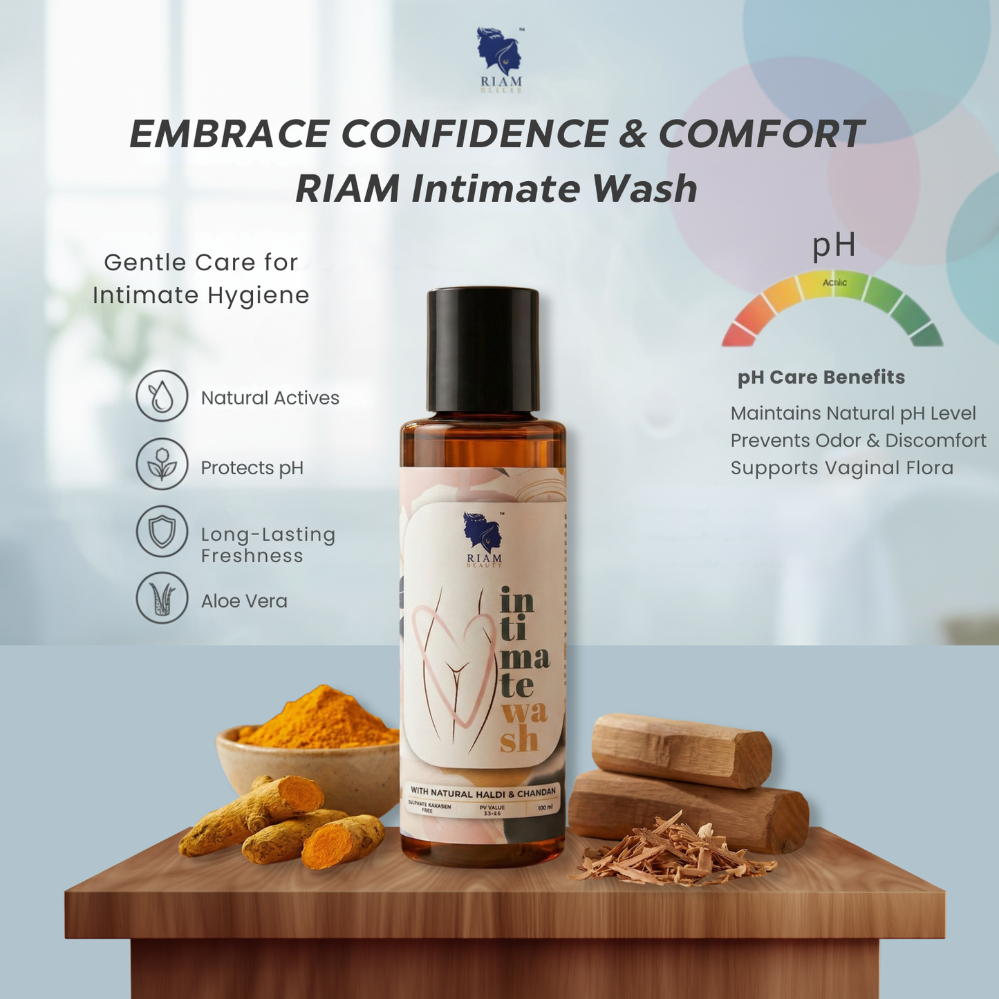 Haldi Chandan Intimate Wash for Women | pH Balanced Ayurvedic Feminine Hygiene